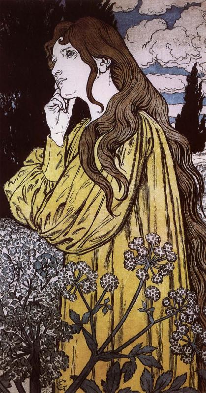 Eugene Grasset Contemplation oil painting picture